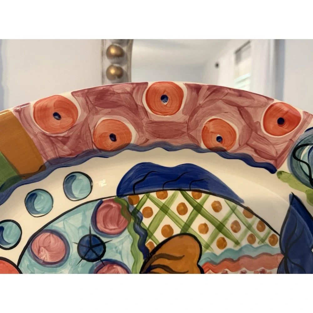 Vicki Carroll Studio Hand Painted Fish Platter 19.5